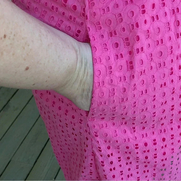 CROWN & IVY Pink Eyelet Lace Sundress Convertible Straps Size 16 Barbie Pockets - Picture 6 of 10